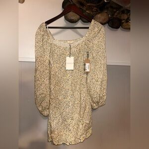 Promesa Long Sleeve Floral Dress - Cream and Yellow
